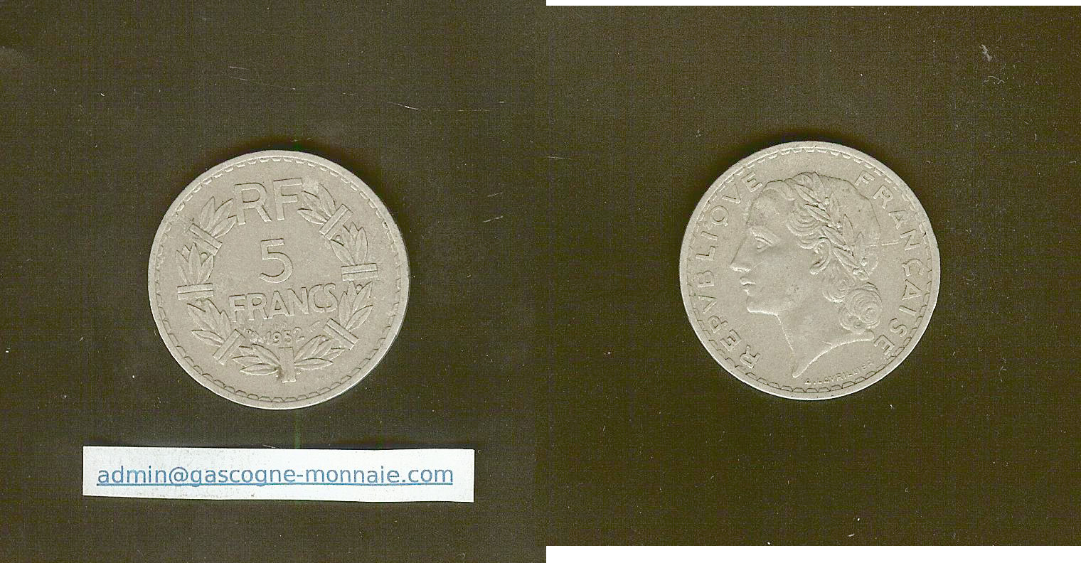 5 francs Lavriller (Alu.) 1952 gVF/aEF